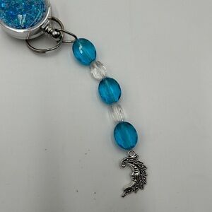 Blue and Silver Moon retractable lanyard keychain badge holder